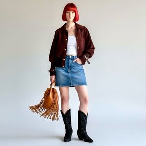 Marciano Y2K Suede Goatskin Bomber Jacket